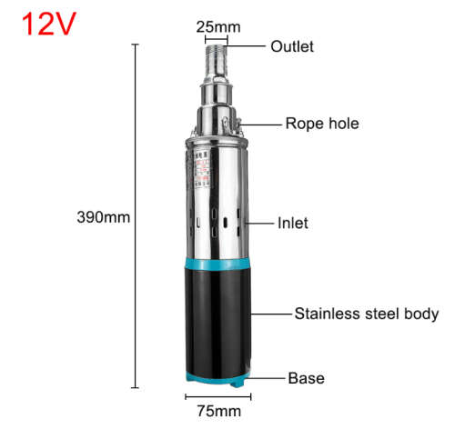 Solar water pump 12/24V Max Lift 25m