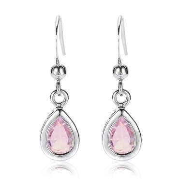 **GORGEOUS PEAR CUT PINK SAPPHIRE EARRINGS SET IN WHITE GOLD**