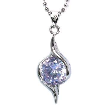 **STUNNING WHITE GOLD ROUND CUT TANZANITE  PENDANT WITH CHAIN**