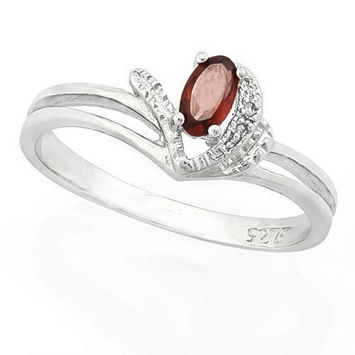 **STUNNING 0,35 CARAT ROUND CUT GARNET AMETHYST  SOLID SILVER RING**