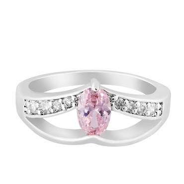 **STUNNING WHITE GOLD OVAL CUT PINK SAPPHIRE RING**