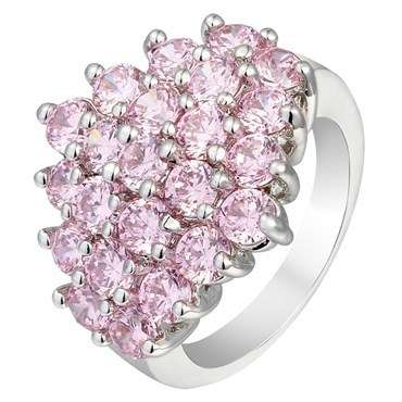 **GORGEOUS WHITE GOLD ROUND CUT  PINK SAPPHIRE RING**