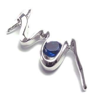 **GORGEOUS ROUND CUT WHITE GOLD BLUE SAPPHIRE PENDANT AND CHAIN**