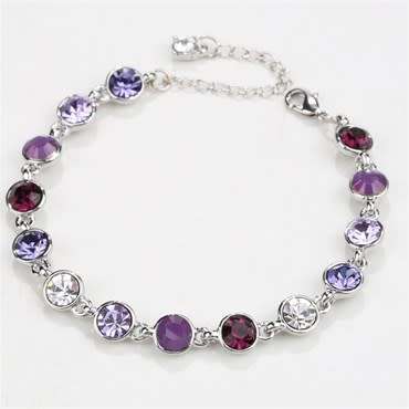 **BEAUTIFUL WHITE GOLD ROUND CUT AMETHYST MULTI GEM BRACELET**