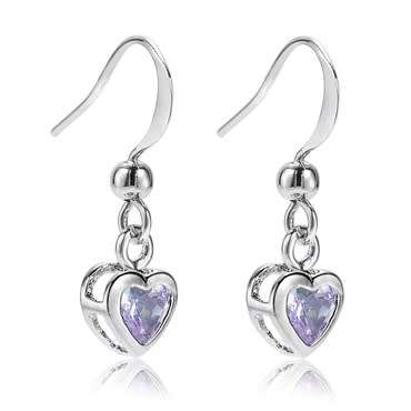 **GORGEOUS HEART CUT TANZANITE EARRINGS SET IN WHITE GOLD**