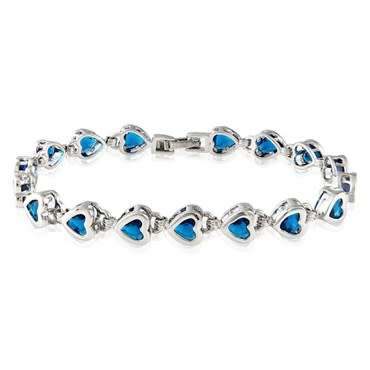 **STUNNING WHITE GOLD HEART CUT SAPPHIRE TENNIS BRACELET**