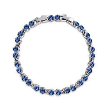 **STUNNING WHITE GOLD ROUND CUT BLUE SAPPHIRE TENNIS BRACELET**
