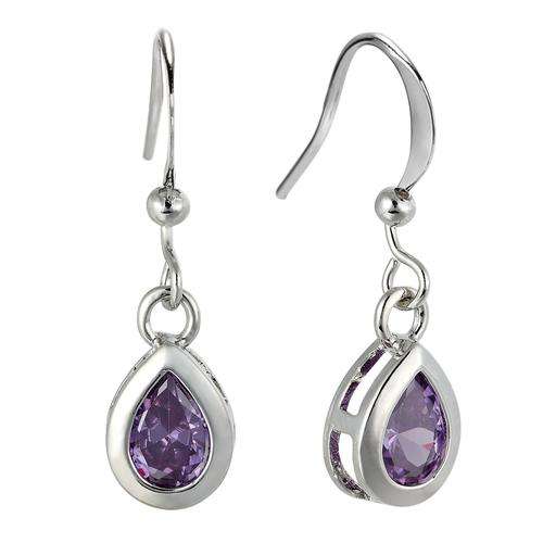 **GORGEOUS PEAR CUT AMETHYST EARRINGS SET IN 18CT WHITE GOLD**