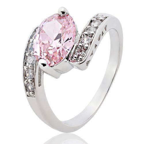 **GORGEOUS WHITE GOLD MARQUIS CUT PINK SAPPHIRE RING **