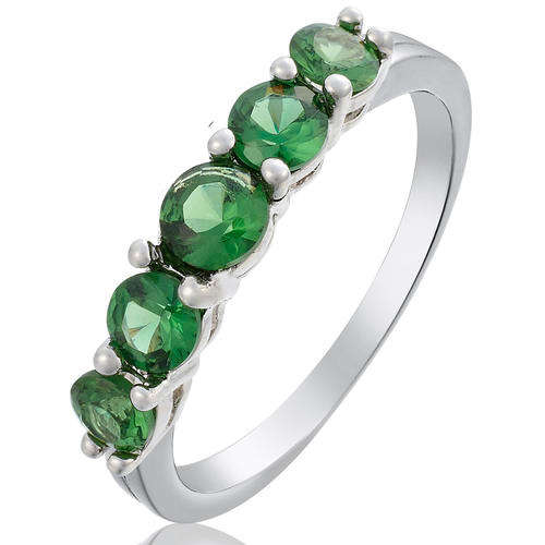 **STUNNING ROUND CUT EMERALD COCKTAIL RING SET IN 18CT WHITE GOLD**