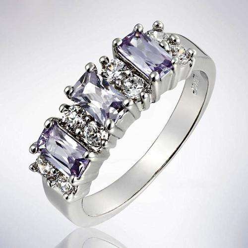 **CLASSIC WHITE GOLD SQUARE CUT TANZANITE RING**