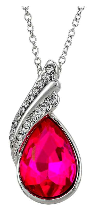 **STUNNING WHITE GOLD SWAROWSKI PEAR CUT CRYSTAL PENDANT WITH CHAIN**