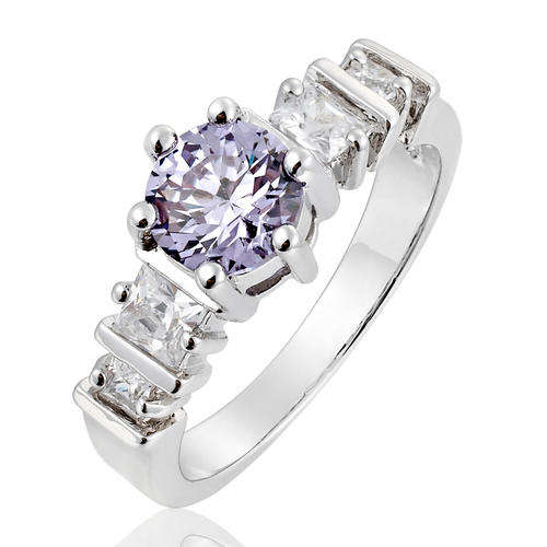 **DESIGNER WHITE GOLD ROUND CUT TANZANITE ENGAGEMENT RING**
