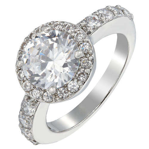 **STUNNING WHITE GOLD ROUND CUT SIMULATED DIAMOND RING**