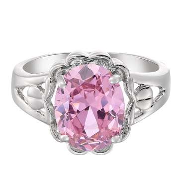**CLASSIC WHITE  GOLD OVAL CUT PINK SAPPHIRE SOLITAIRE RING**