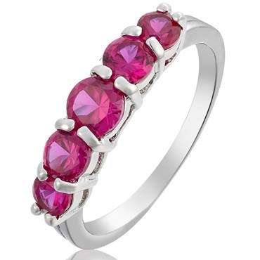 **STUNNING ROUND CUT RUBY COCKTAIL RING SET IN 18CT WHITE GOLD**
