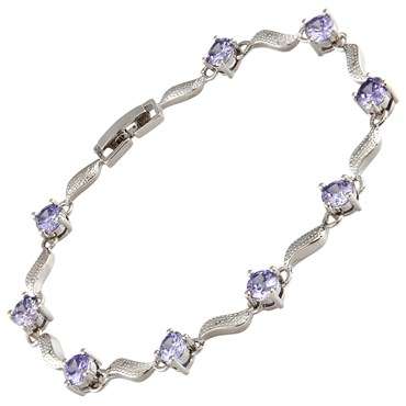**STUNNING ROUND  CUT  TANZANITE  TENNIS BRACELET SET IN 18CT WHITE GOLD**