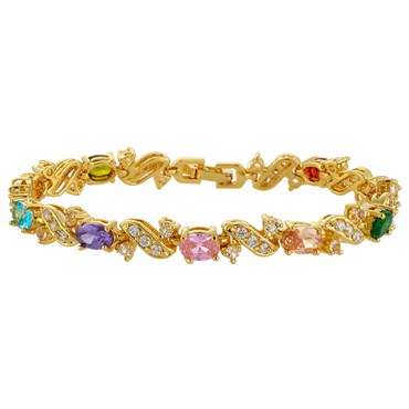 **STUNNING OVAL CUT MULTI GEM BRACELET SET IN 18CT GOLD**