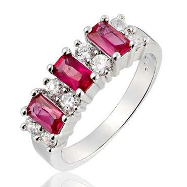 **CLASSIC WHITE GOLD SQUARE CUT RUBY RING**