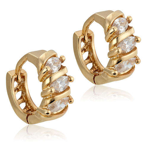 **PRETTY MARQUISE  CUT  DIAMOND EARRINGS SET IN 18CT  ROLLED GOLD**