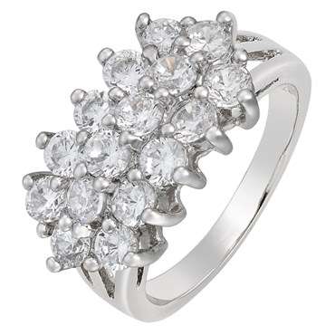 *STUNNING  WHITE GOLD ROUND CUT DIAMOND CLUSTER  RING**