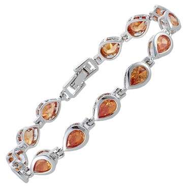 **STUNNING PEAR  CUT CHAMPAGNE TENNIS BRACELET  SET IN  WHITE GOLD**