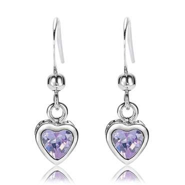 **GORGEOUS HEART CUT TANZANITE EARRINGS SET IN WHITE GOLD**