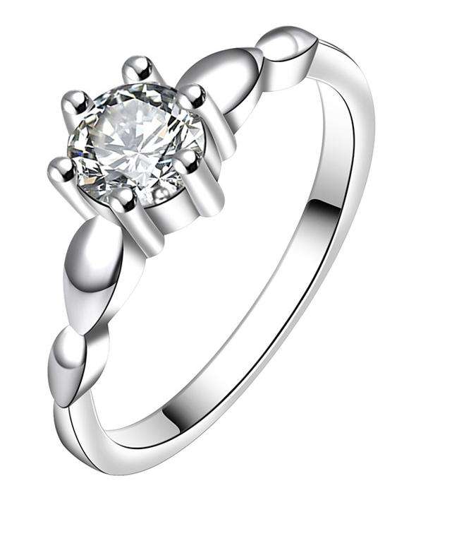 **STUNNING WHITE SOLITAIRE ROUND CUT SIMULATED DIAMOND RING**