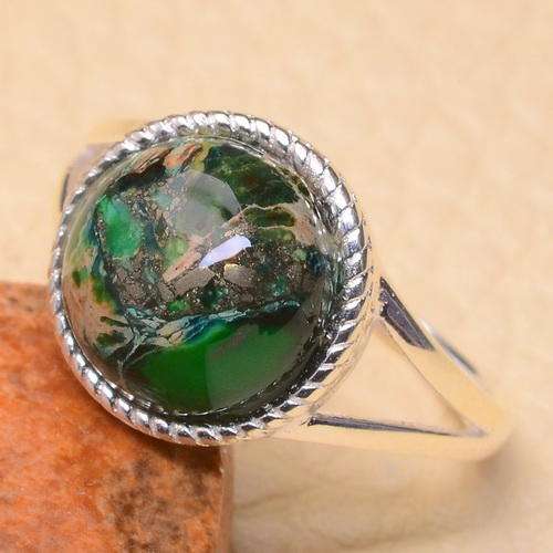 "BOHEMIAN LOOK is BACK" ... STUNNING LATEST LOOK NATURAL GREEN TURQUISE solid sterling silver ring !