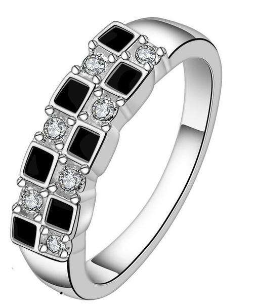 **MODERN MULTI DIAMOND BLACK AND WHITE WEDDING BAND **