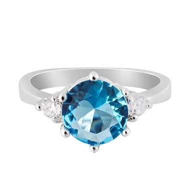 **STUNNING WHITE GOLD ROUND CUT AQUAMRINE RING**