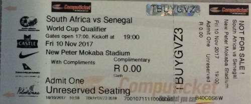 SA V SENEGAL MATCH TICKET (10 NOVEMBER 2017)