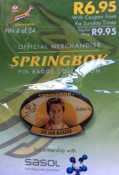 JOE VAN NIEKERK PIN BADGE (OFFICIAL MERCHANDISE)