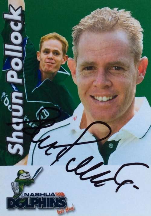 SHAUN POLLOCK AUTOGRAPH ON DOLPHINS CARD