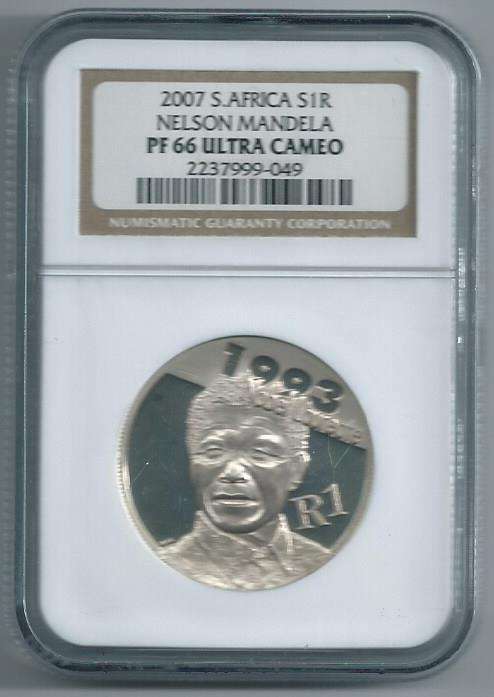 2007 Nelson Mandela R1 Siver NGC PF66 Ultra Cameo ## Rare Grade ##