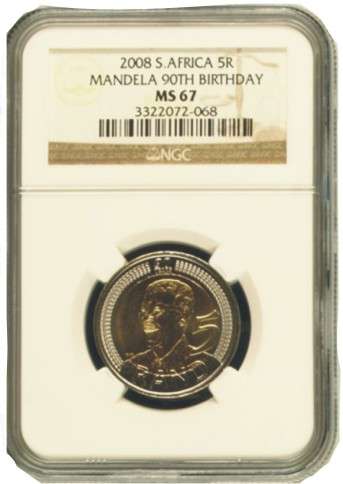 2008 MANDELA 90TH BIRTHDAY 5R NGC MS 67