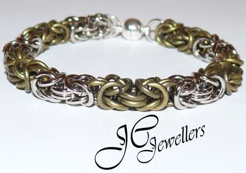 Brilliant Byzantine Weave Bracelet - Colour: Silver and Bronze
