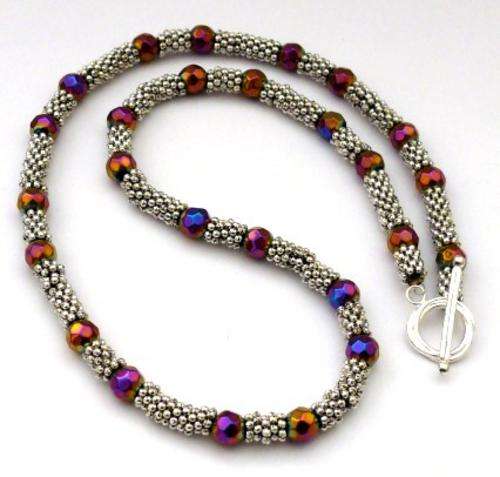 Stunning Spacer and Multi Colour Crystal Bead Necklace