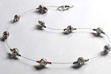 red silver glass bead