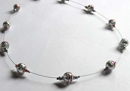 silver red bead