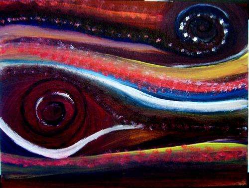 ABSTRACT -  ACRYLIC ON  CANVAS PANEL,  229X305MM.