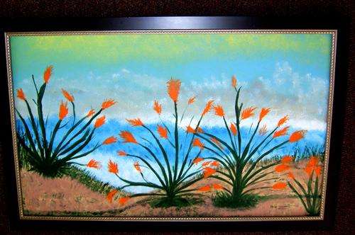 ACRYLIC  ON  ON WOOD IN FRAME. LARGE SIZE 1.3meter X66cm.