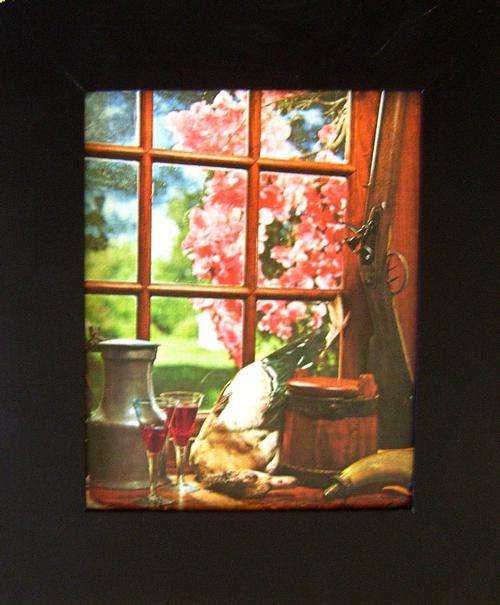 DECOPAGE  PICTURE IN WOODEN FRAME WITH GLASS 360X310MM .