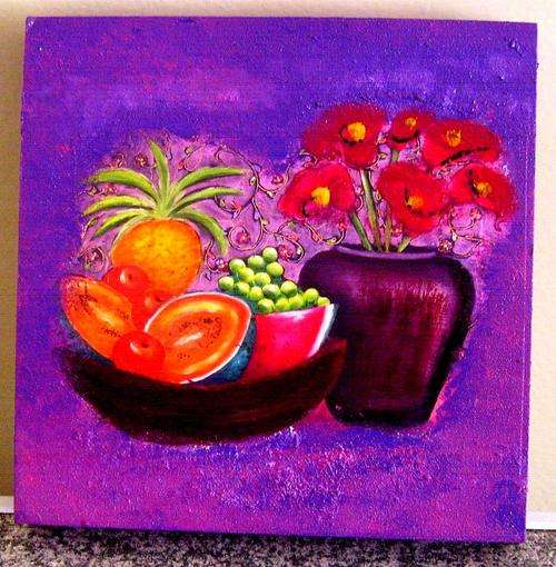 Mixed media on wooden box canvas - size 205x205x30MM.