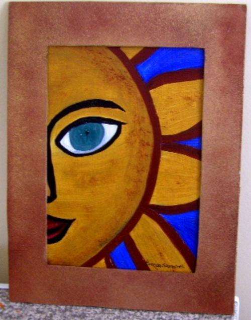 Acrylic on prepared board - size 380x290mm with frame, 280x200m w/o frame