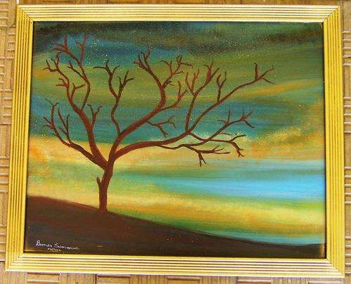 ACRYLIC ON PREPARED BOARD IN FRAME SIZE 55X45CM