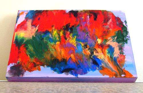 Aacrylic on wooden box canvas size 300x210x30mm.