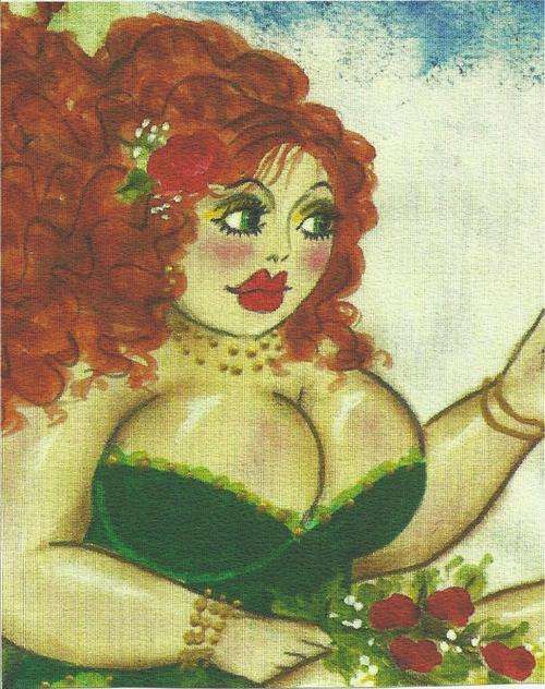 FAT LADY ON AMEDEO MIXED MEDIA PAPER,  SIZE  250x200mm