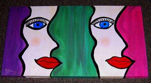 Acrylic on wooden box canvas size L 600x330x30mm.