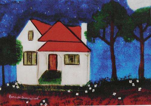 BRIGHT NIGHT PAINTING,  PRINT OF ORIGINAL ON CANVAS SIZE 280X200MM